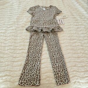 Charming Kids Leopard Print Pant-Shirt Set